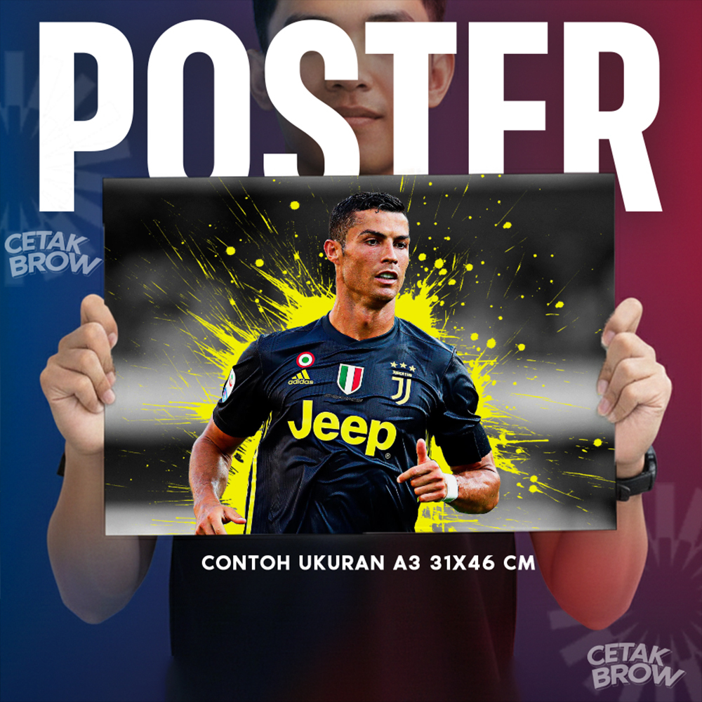 Poster Cristiano Ronaldo CR7 Premium Bisa Custom Pemain Sepak Bola Dunia GOAT Dekorasi Kamar Cowo