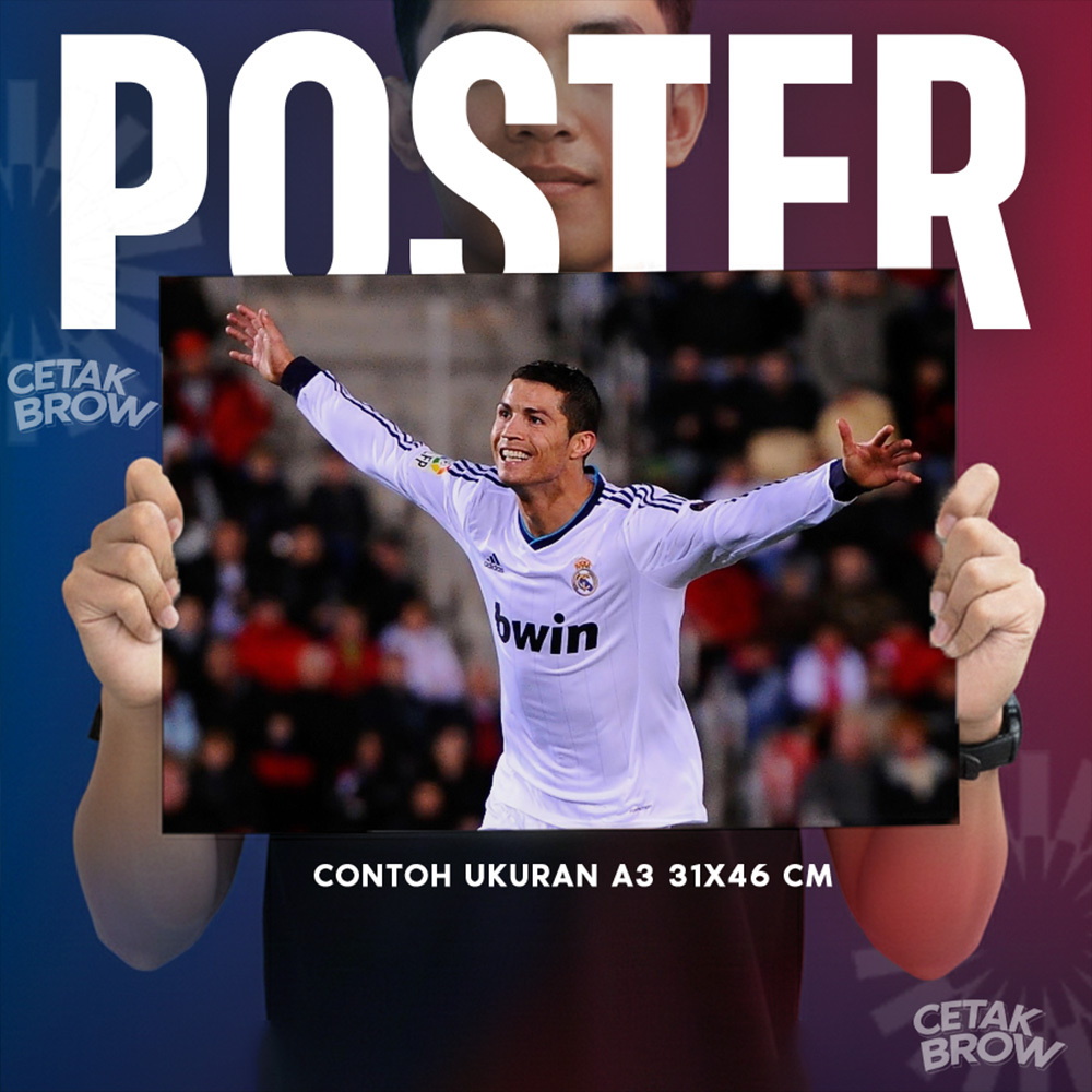 Poster Cristiano Ronaldo CR7 Premium Bisa Custom Pemain Sepak Bola Dunia GOAT Dekorasi Kamar Cowo