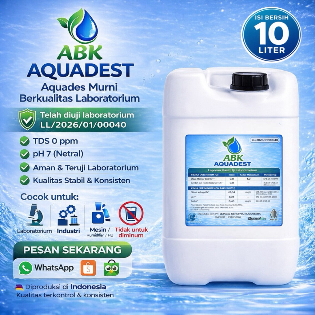Aquadest Aquadest Distilled Water Air Suling 10 Liter