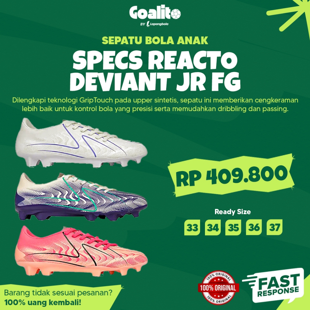 Sepatu Bola Anak Specs Reacto Deviant JR FG Original | Sepatu Sepak Bola Anak