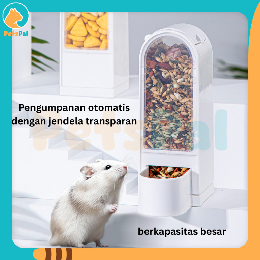 Tempat Makan Hamster Transparan Anti Tumpah Kapasitas Besar Automatic Hamster Food Feeding Box