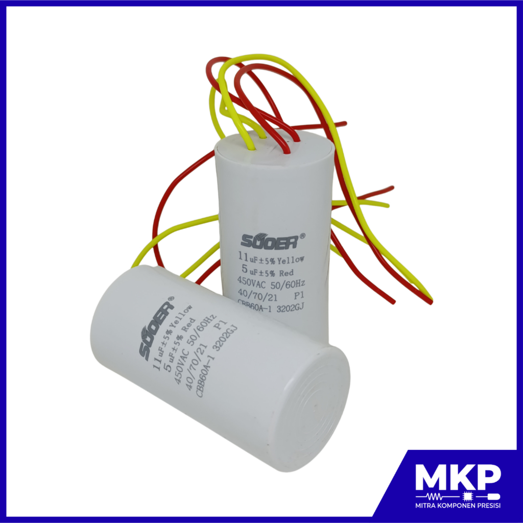 KAPASITOR MESIN CUCI 11+5UF 450VAC SUOER 4 KABEL BULAT 11+5 UF