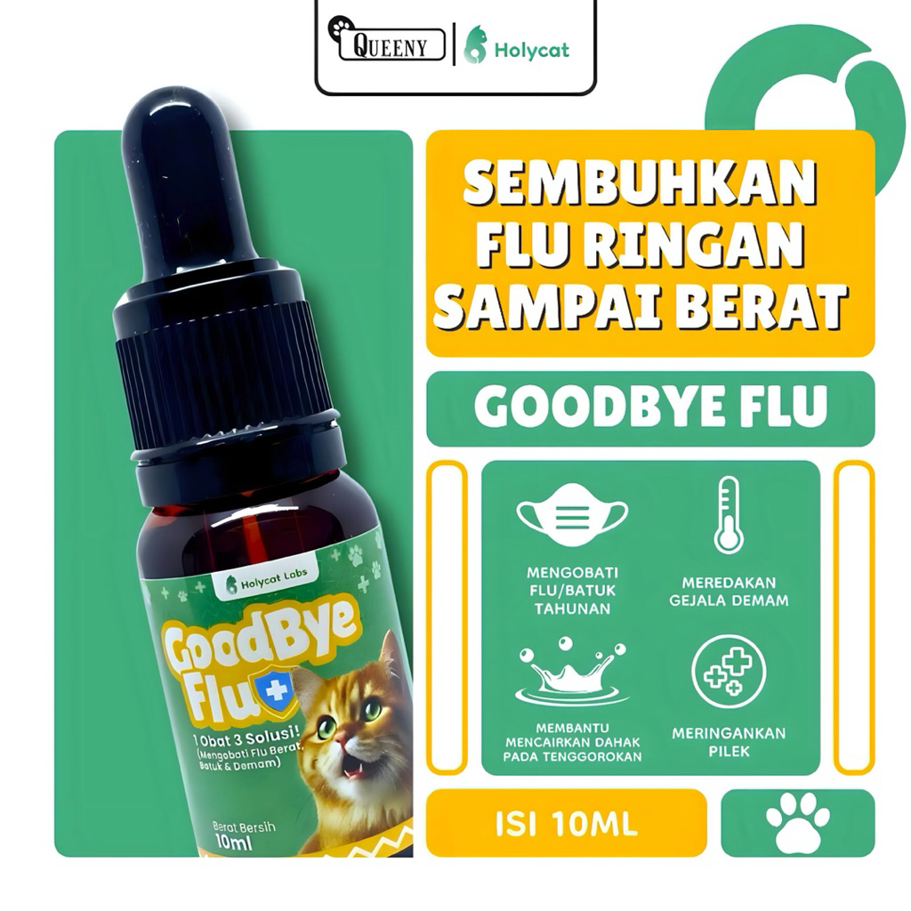 Holycatlabs GOOD BYE FLU obat flu pilek demam batuk 3 in 1 buat kucing kitten dewasa ampuh