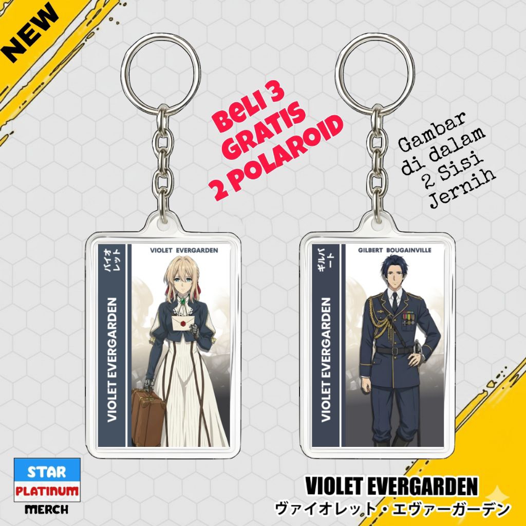 Gantungan Kunci Violet Evergarden - Keychain Violet Evergarden - Ganci Anime - Gantungan Kunci Viole