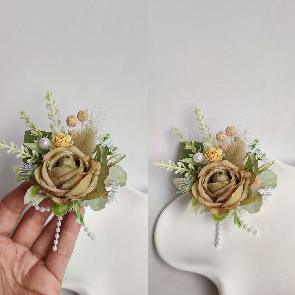 Pastel Mint Green Corsage & Brooch Artificial Flower