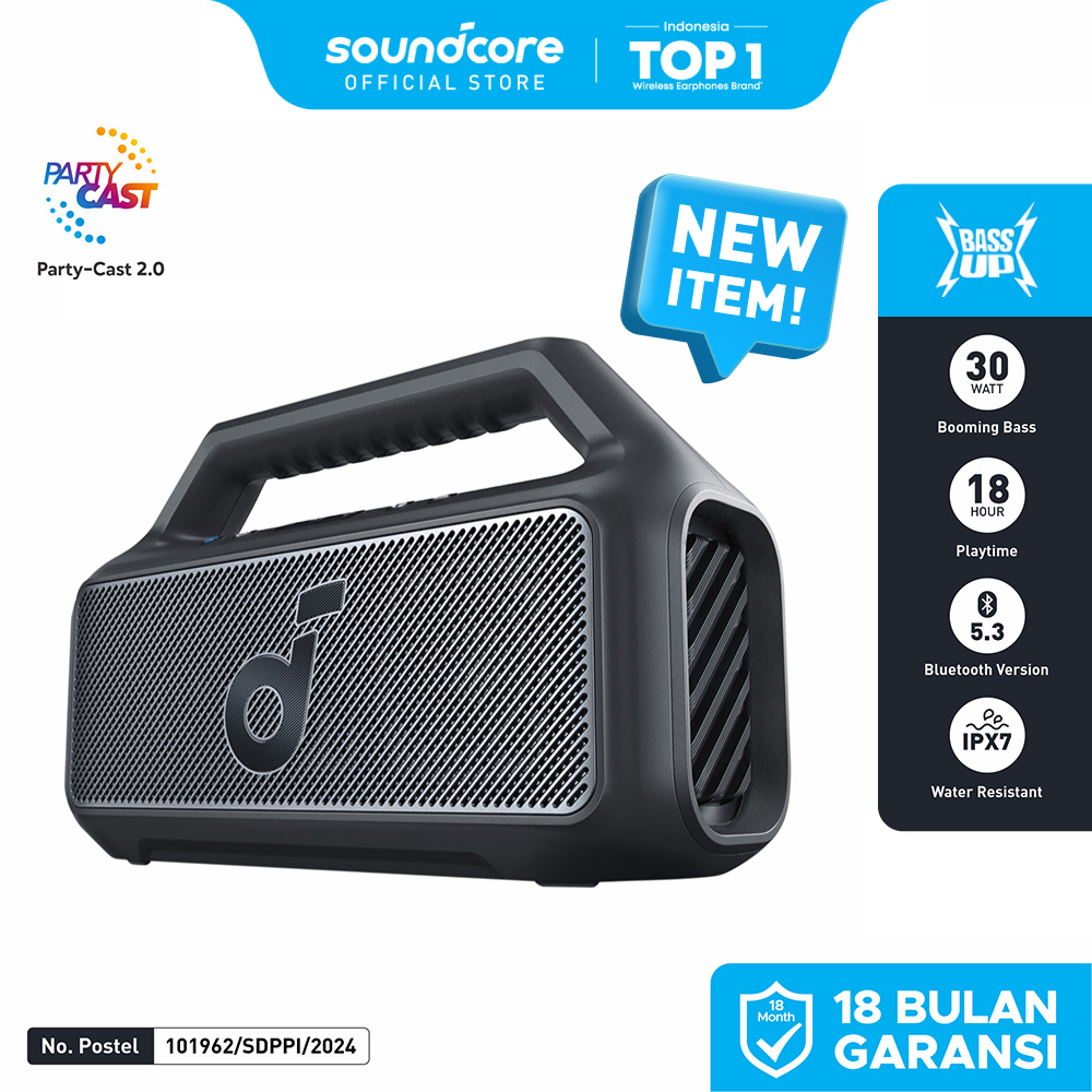 Soundcore Boom 2 SE, speaker, 30W RMS and BassUp Technology, 18 Hours of playback, Syncs +100 Speake