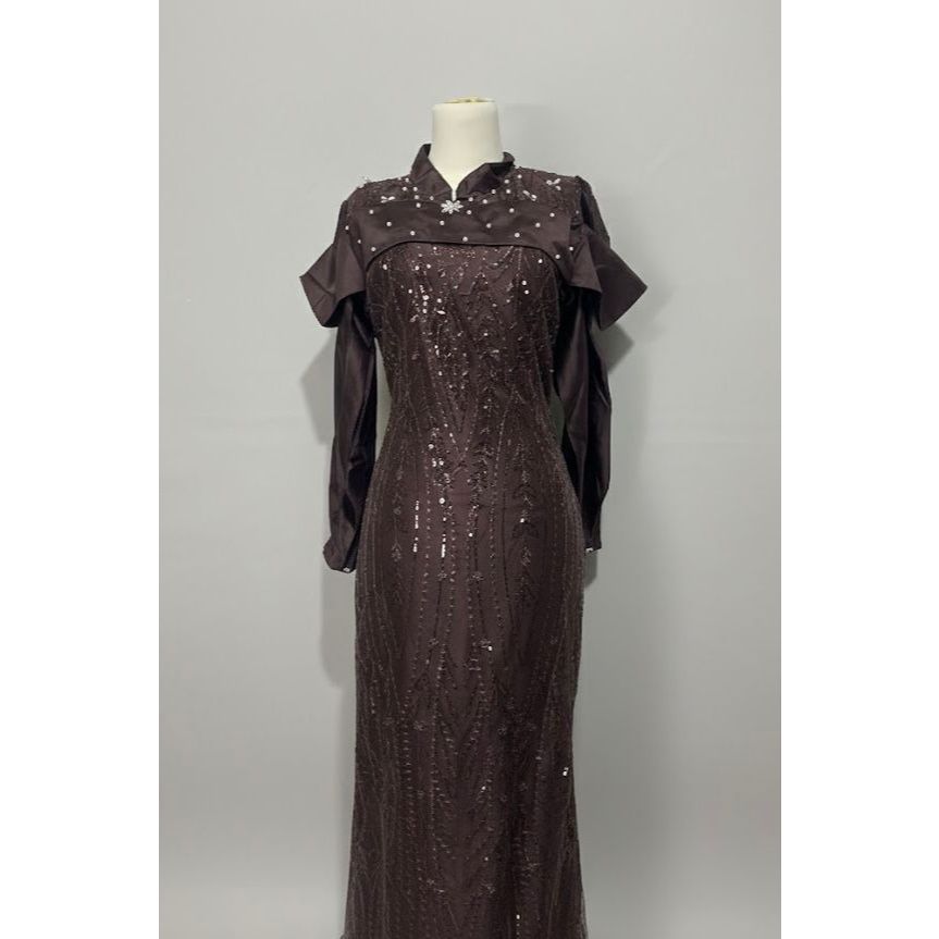 NINE OUTFIT // Diandra Dress Satin Mix Brukat Premium // Baju Lamaran Wanita Jumbo S M L XL XXL// Ga