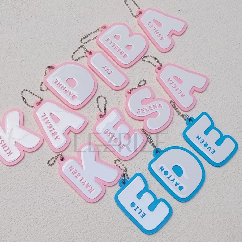 Gantungan Kunci / Ganci Custom Nama / Inisial 3D Model Initial Keychain Bagcharm