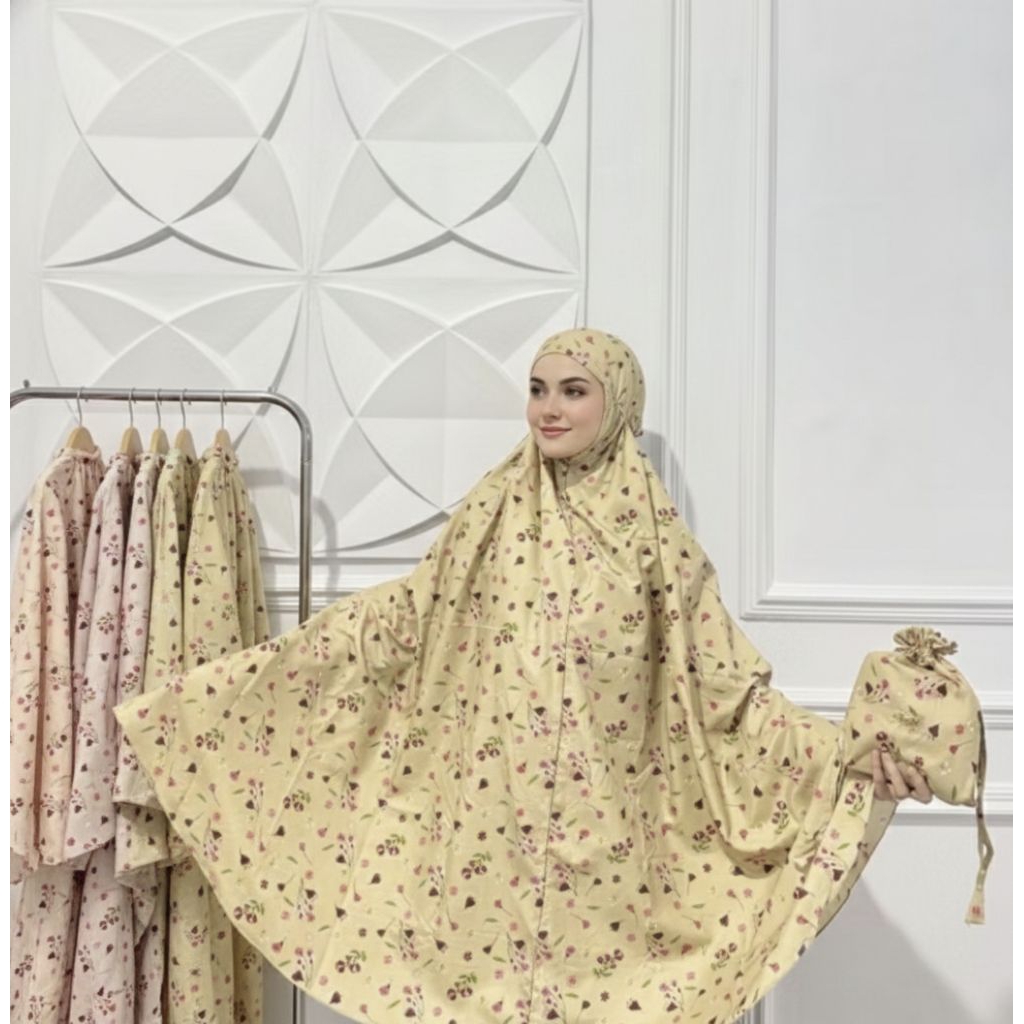 Mukena Zoya Series || Mukena Traveling Medium Pouch Motiv || Mukena 2in1 Model Resleting Dagu