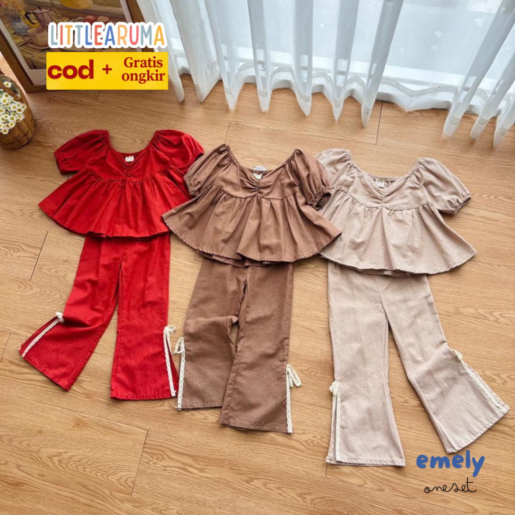 setelan anak perempuan emely one set korea usia 1-8th emely - littlearuma
