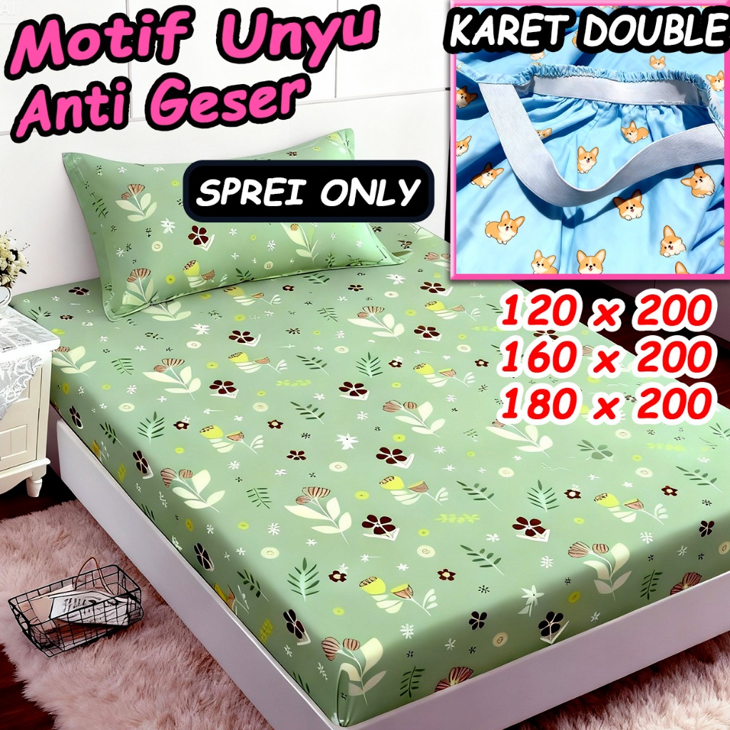 Sprei Anti Geser Motif Lucu, Sprei Motif Bunga, Sprei 120x200 160x200 180x200 (SPREI SAJA)
