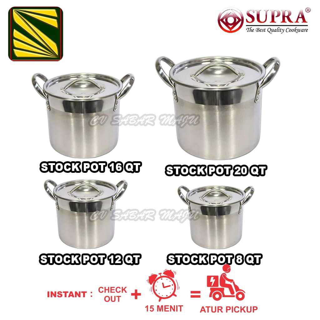 HOT DEALS Supra Panci Stock Pot / Steamer Kukusan 8, 12, 16, 20 QT, Soup Pot Stainless 28, 32, 36 CM