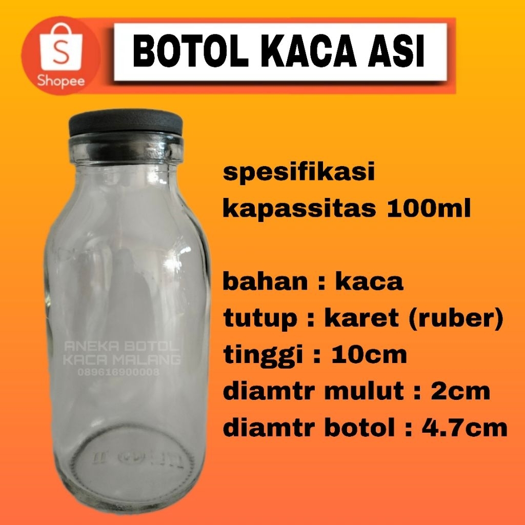 botol kaca 100ml, botol asi kaca 100ml, botol kaca asi | botol 100ml