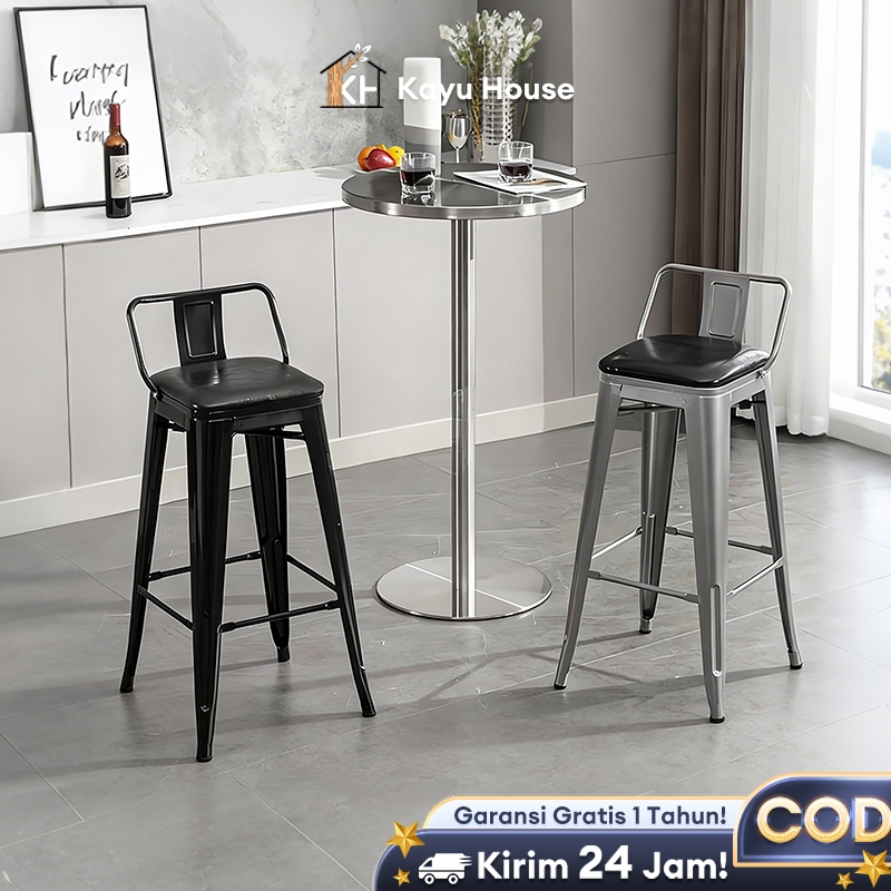 Kursi Bar Besi Kursi Persegi Tinggi Kursi Tinggi Kursi Kafe Modern Elegan Kursi Persegi Tinggi Besi