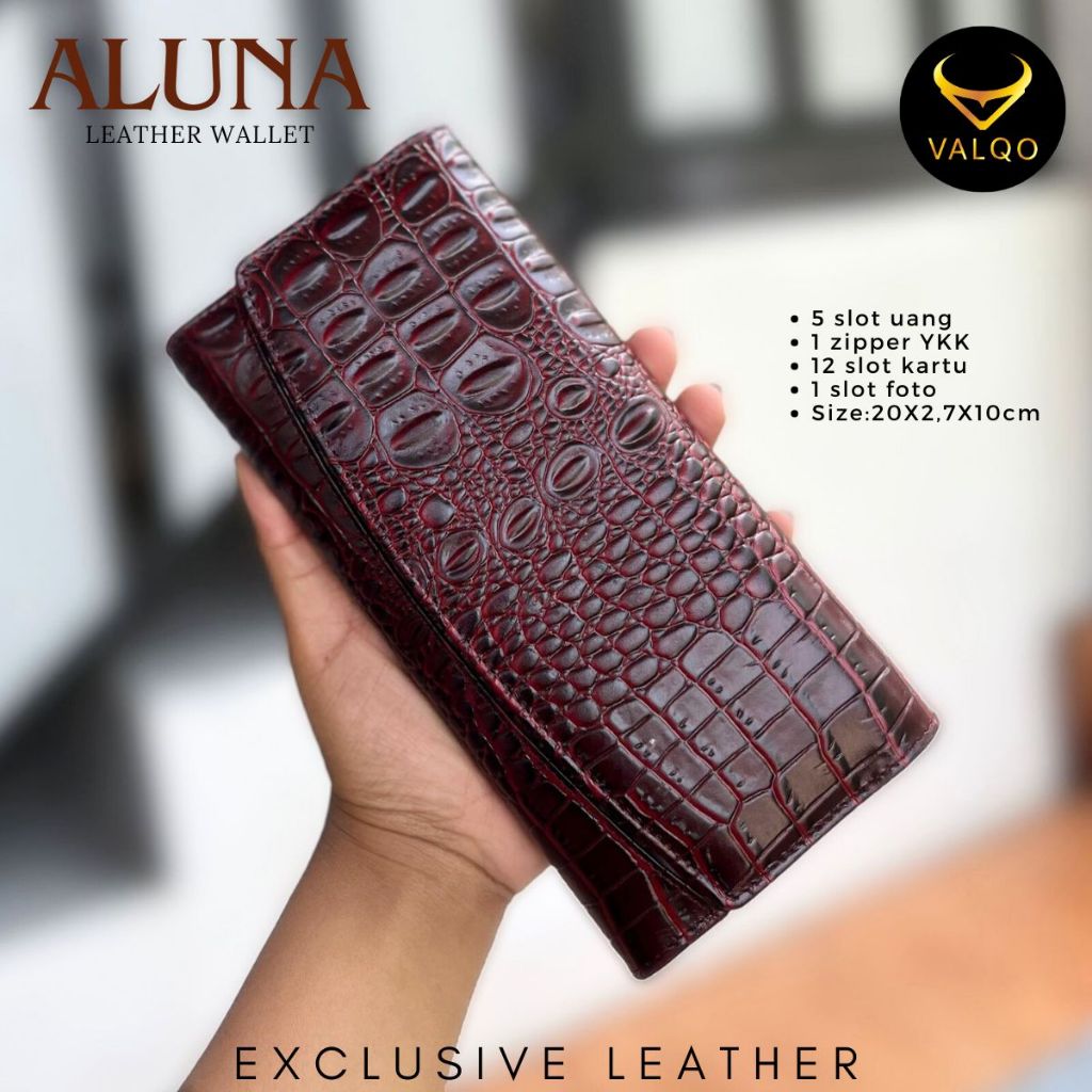 VALQO ALUNA Dompet Kulit Sapi Motif Kartu wanita cewek perempuan Elegan Cantik