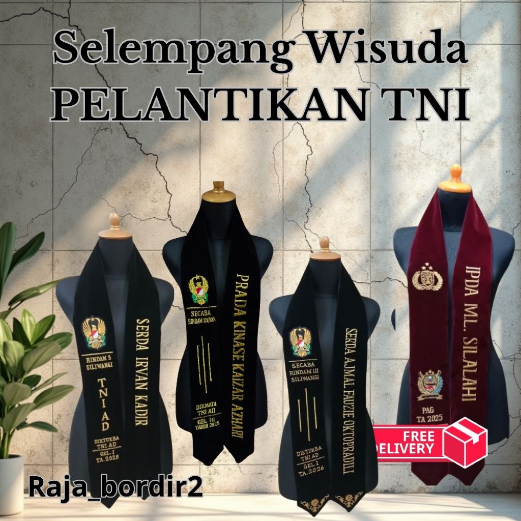 Selempang Wisuda Pelantikan TNI Bludru Premium