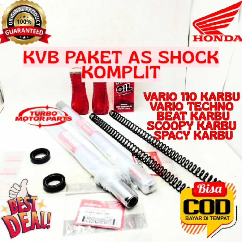 PAKET AS SHOCK KOMPLIT ORIGINAL HONDA KODE KVB, AS SHOCK KOMPLIT BEAT DELUXE, AS SHOCK KOMPLIT BEAT 
