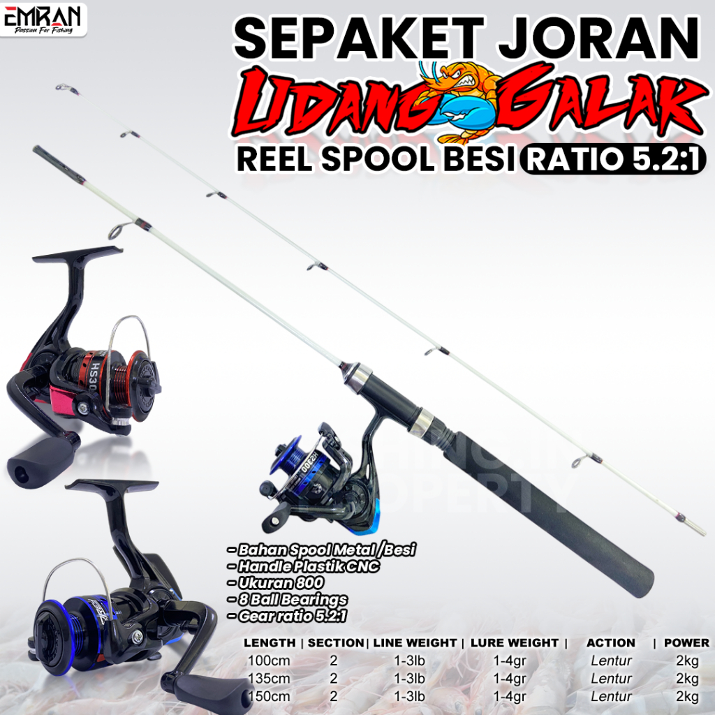 Joran Pancing Emran Udang Galak Fiber Solid 1-3lb