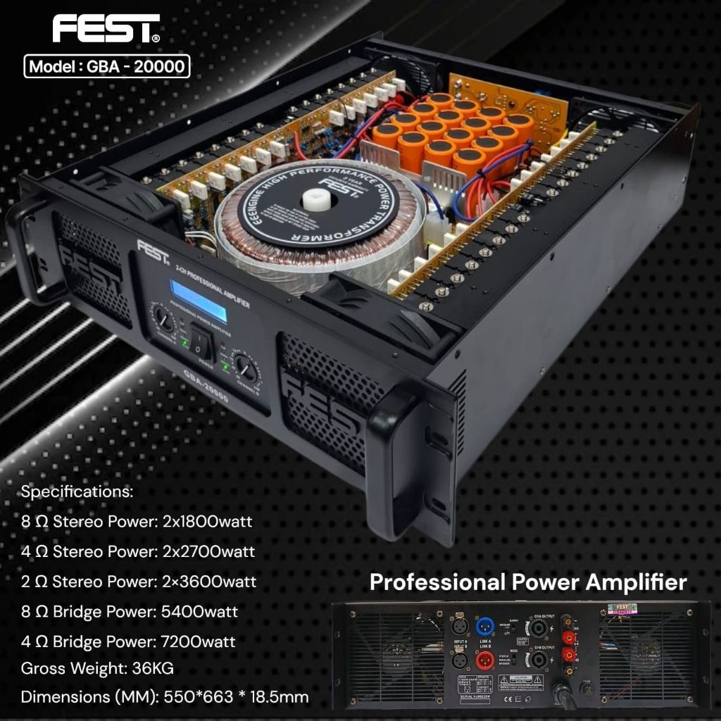 POWER AMPLIFIER FEST GBA20000 CLASS GB GBA 20000 GARANSI ORIGINAL | Ampli Sound System Lapangan