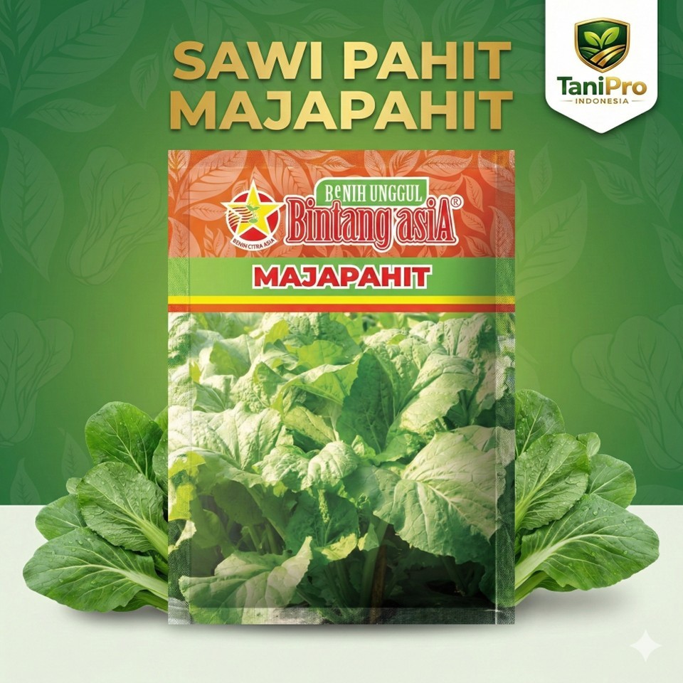 Benih Sawi Pahit Hijau Lokal Majapahit kemasan 25 Gram Original Cap Bintang Asia