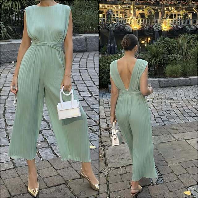 Jumpsuit Wanita Plisket Cullote Jumpsuit RF095 RK.A11-14