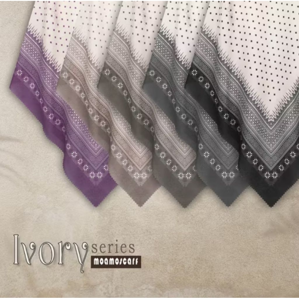 Hijab/Jilbab/Kerudung Segi Empat 140x140 Syar'i Jumbo Motif Ivory Series