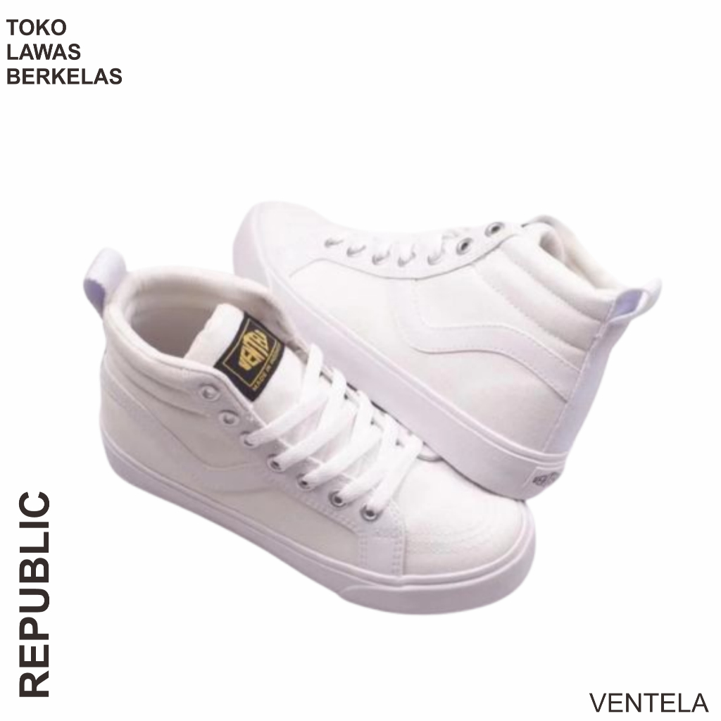 Sepatu Ventela Republic HC All White- Sepatu Sekolah Ventela Republic High Cut Putih