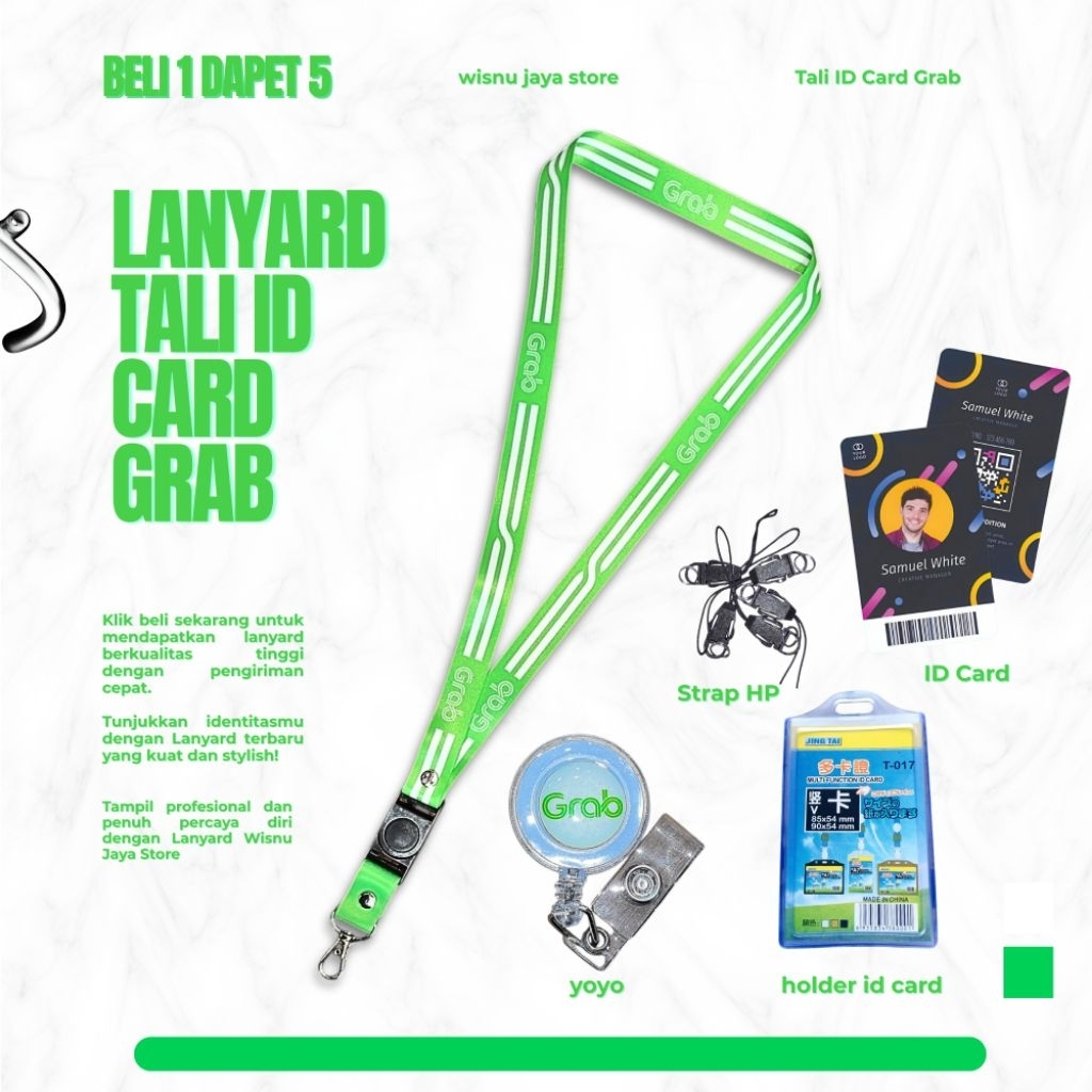 LANYARD/TALI ID CARD GRAB TERMURAH BERKUALITAS Langsung Kirim Hari Ini~