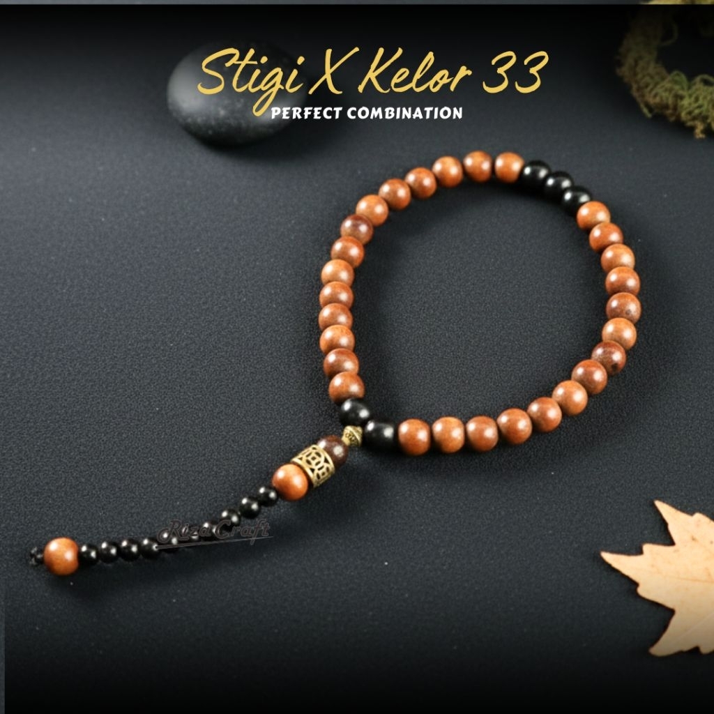 Tasbih 33 Butir Kayu Stigi Laut Karimun Jawa mix Galih Kelor Hitam ASLI 100% 33 Butir Aesthetic