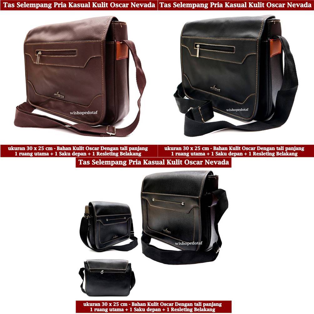 Tas Formal selempang Kulit Oscar Pria Nevada Medium