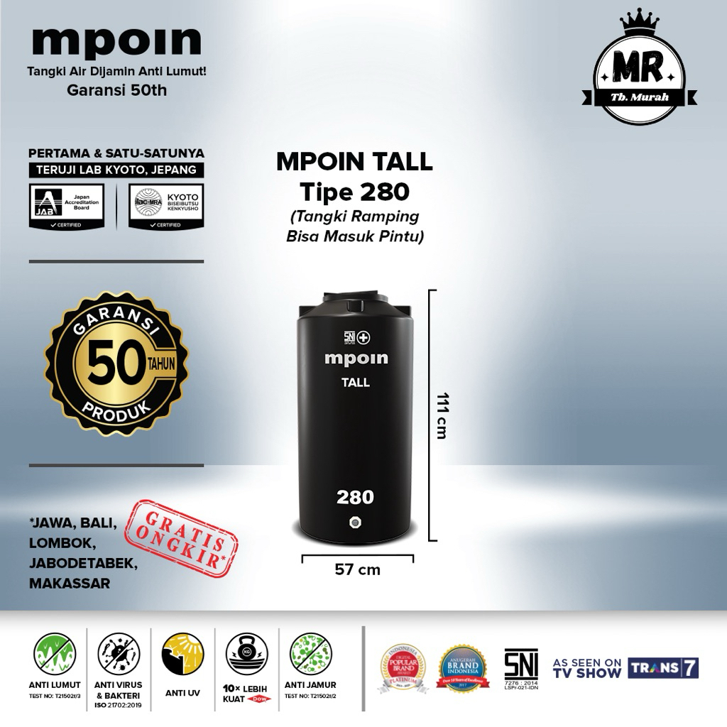 MPOIN TP280 280L TALL SERIES TANDON AIR/TOREN AIR/TANGKI AIR