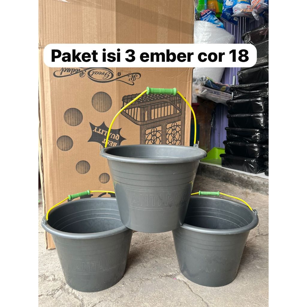 Ember Cor 18 Hitam / Ember Plastik Anti Pecah Cor 18 (isi 3 pc)