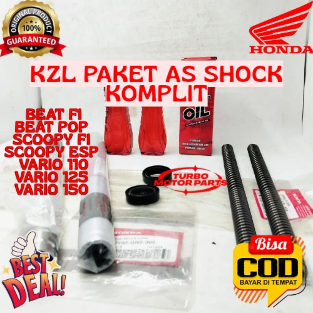 PAKET AS SHOCK KOMPLIT ORIGINAL HONDA KODE KZL, AS SHOCK KOMPLIT BEAT FI, AS SHOCK KOMPLIT BEAT POP,