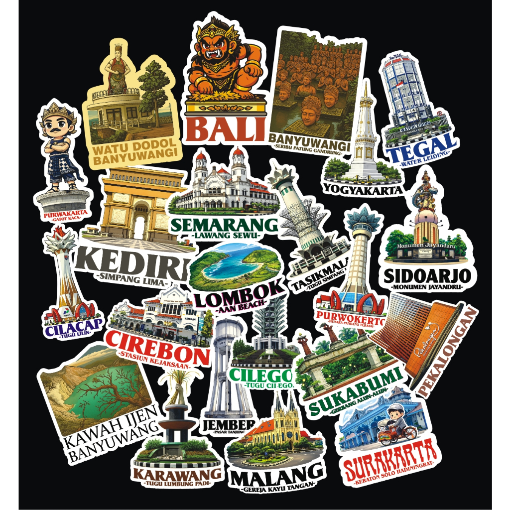 indonesia sticker pack / travel sticker indonesia / sticker koper indonesia / banyuwangi sticker / l