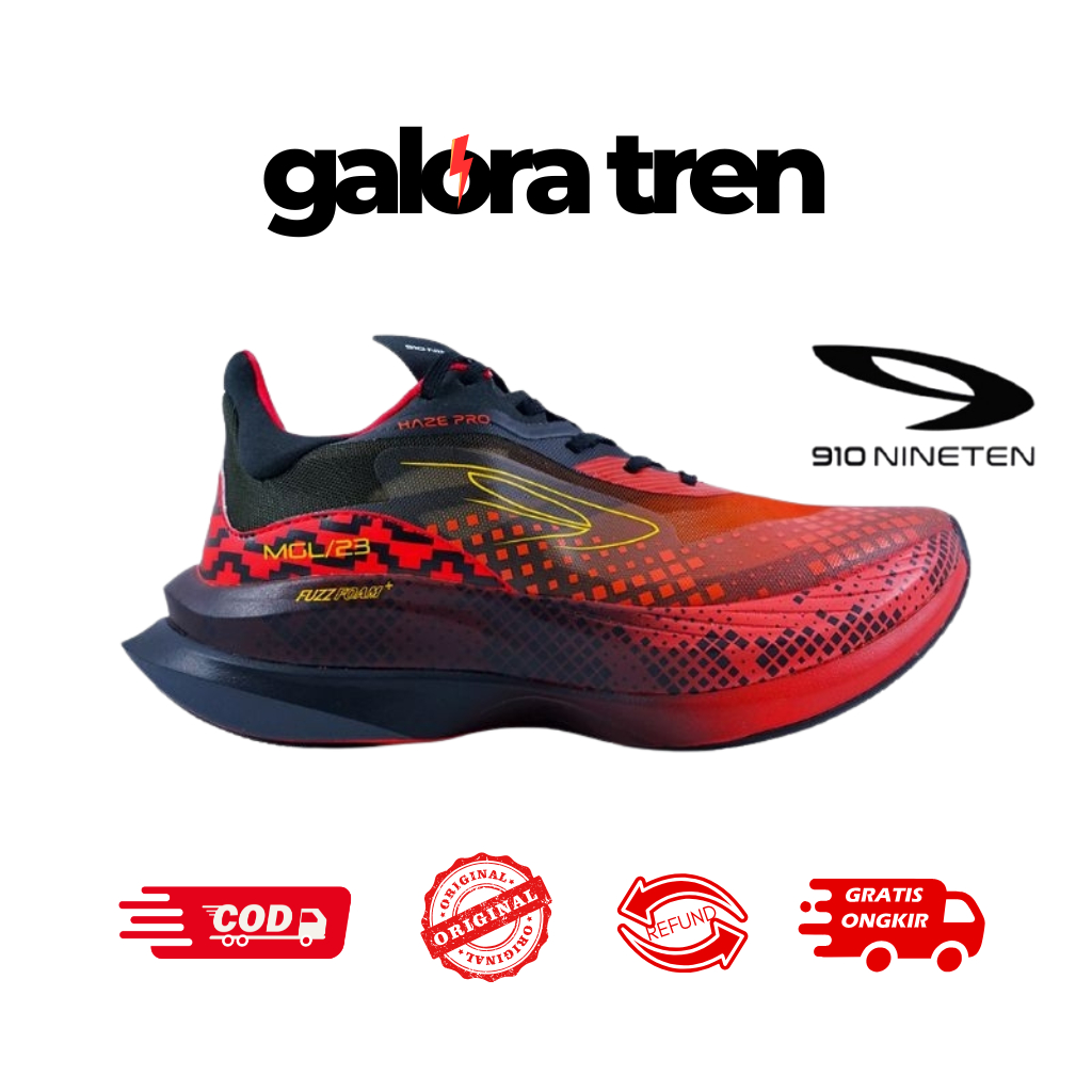 910 HAZE PRO MAGELANG MERAH HITAM - Sepatu Lari Carbon Plate / Haze Pro MGL 910 Nineten