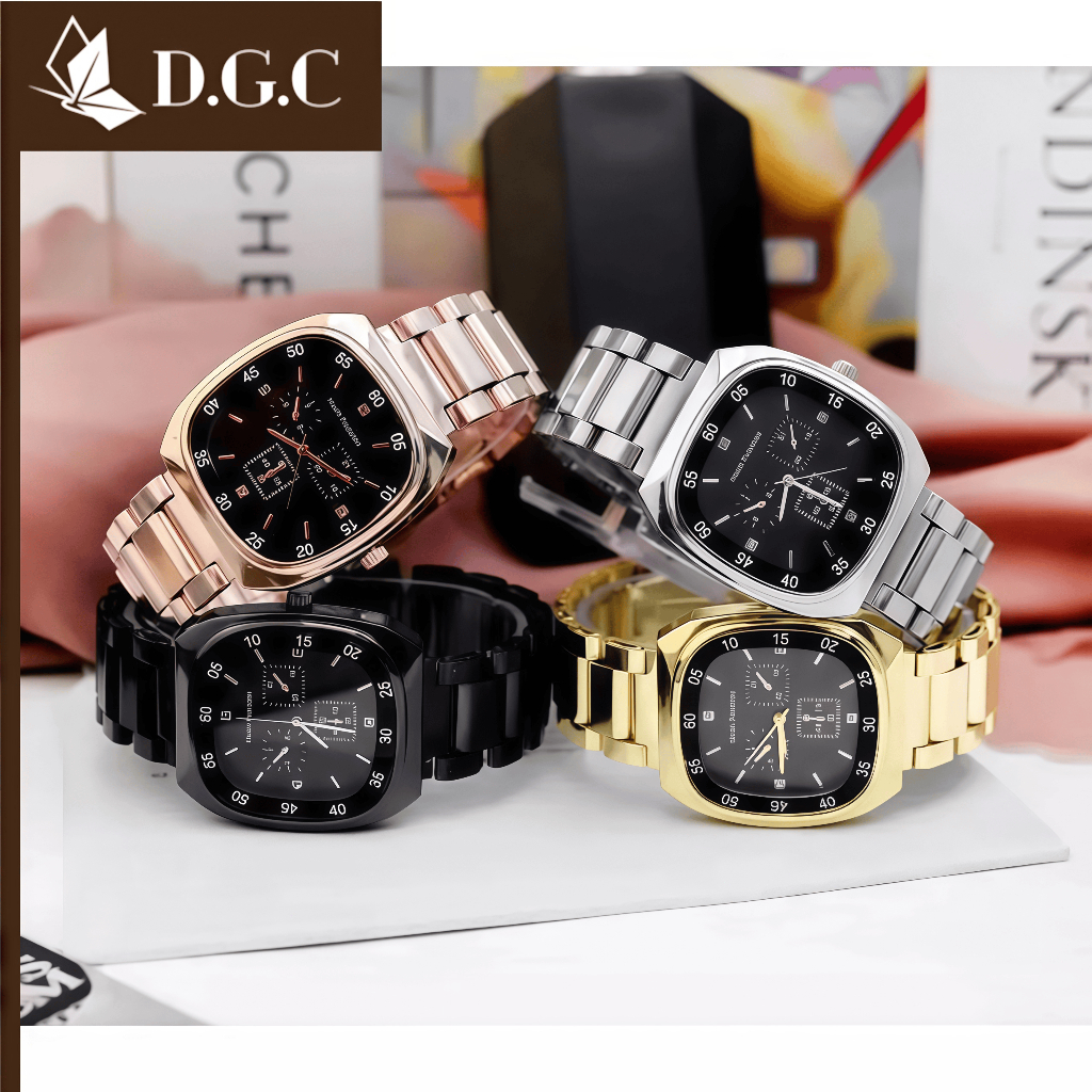 DGC M215 Jam Tangan Sport Chrono Untuk Pria Wanita Korea Fashion Quartz Rantai Stainless Steel Analo