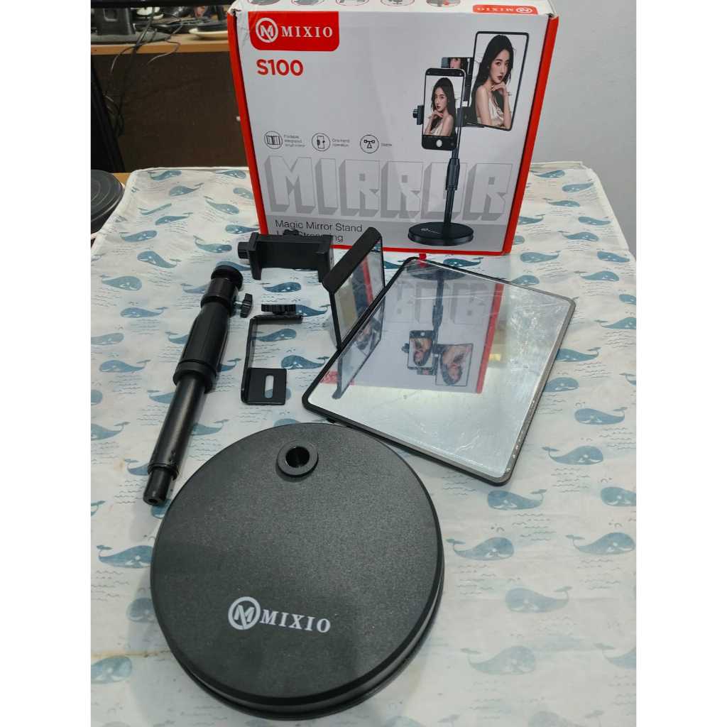 Mixio S100 Magic Mirror Stand / Kaca Berdiri / Cermin untuk Live dan video dengan Kamera Belakang BN