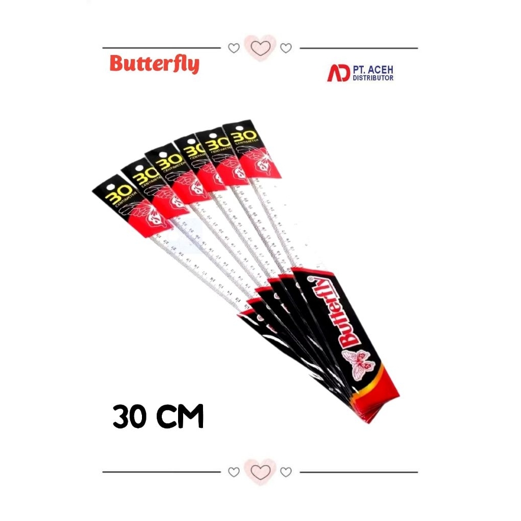 Penggaris Butterfly 30 cm - Penggaris Butterfly
