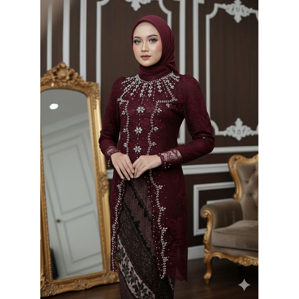 New Kebaya Tunik Brokat Modern Premium // Kebaya Brokat Wisuda Mewah // Kebaya Tunik Payet Mutiara