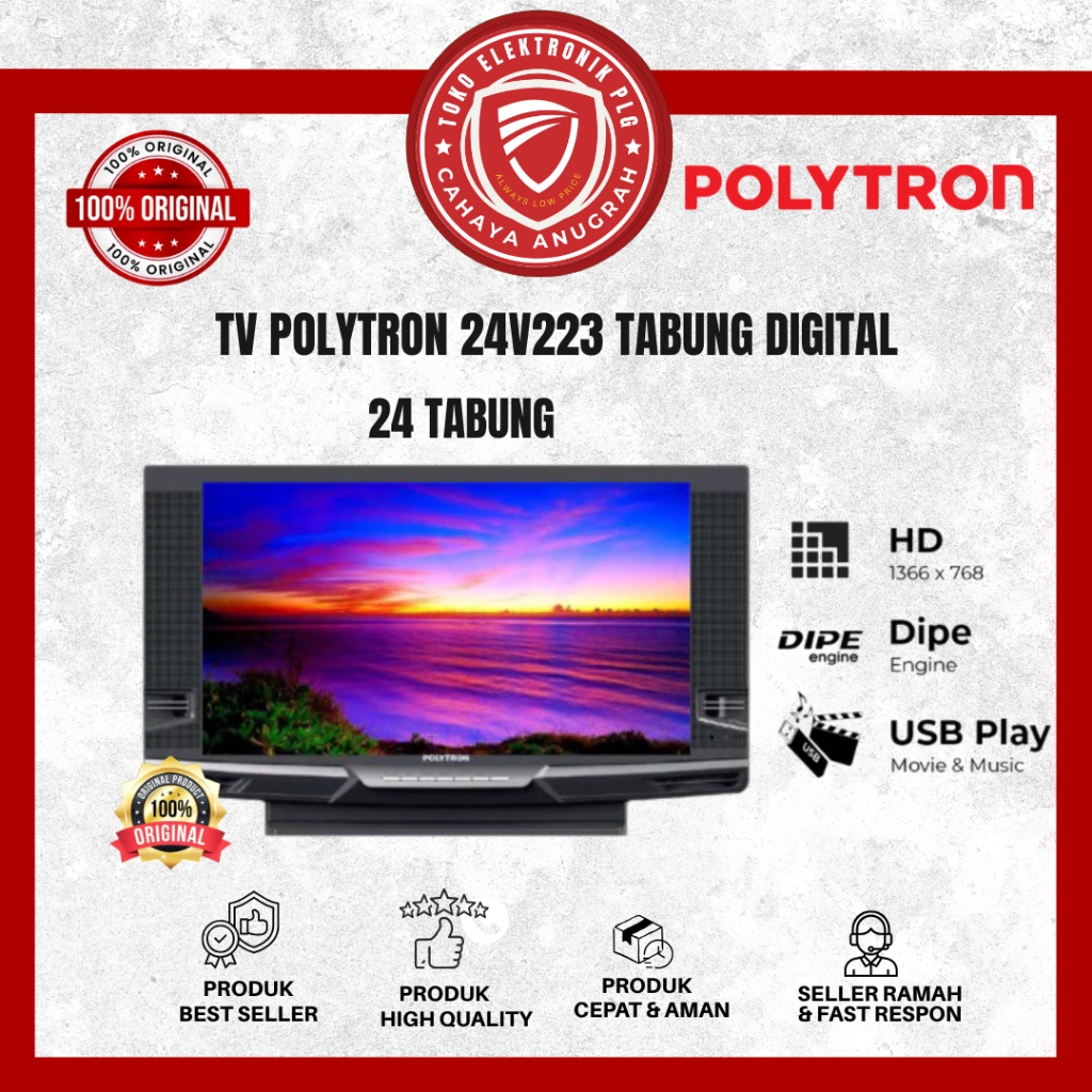 TV TABUNG POLYTRON DIGITAL LED 24" PLD 24V223 GARANSI