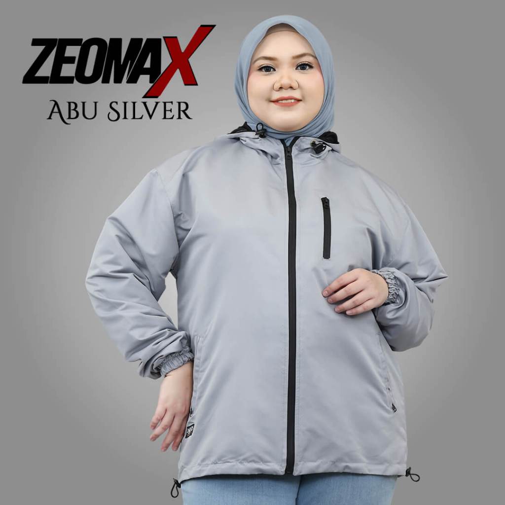 Windbreaker Onfito ZEOMAX Abu Silver-Jaket Jumbo Unisex-Jaket Parasut Hoodie Bomber Cowok Cewek