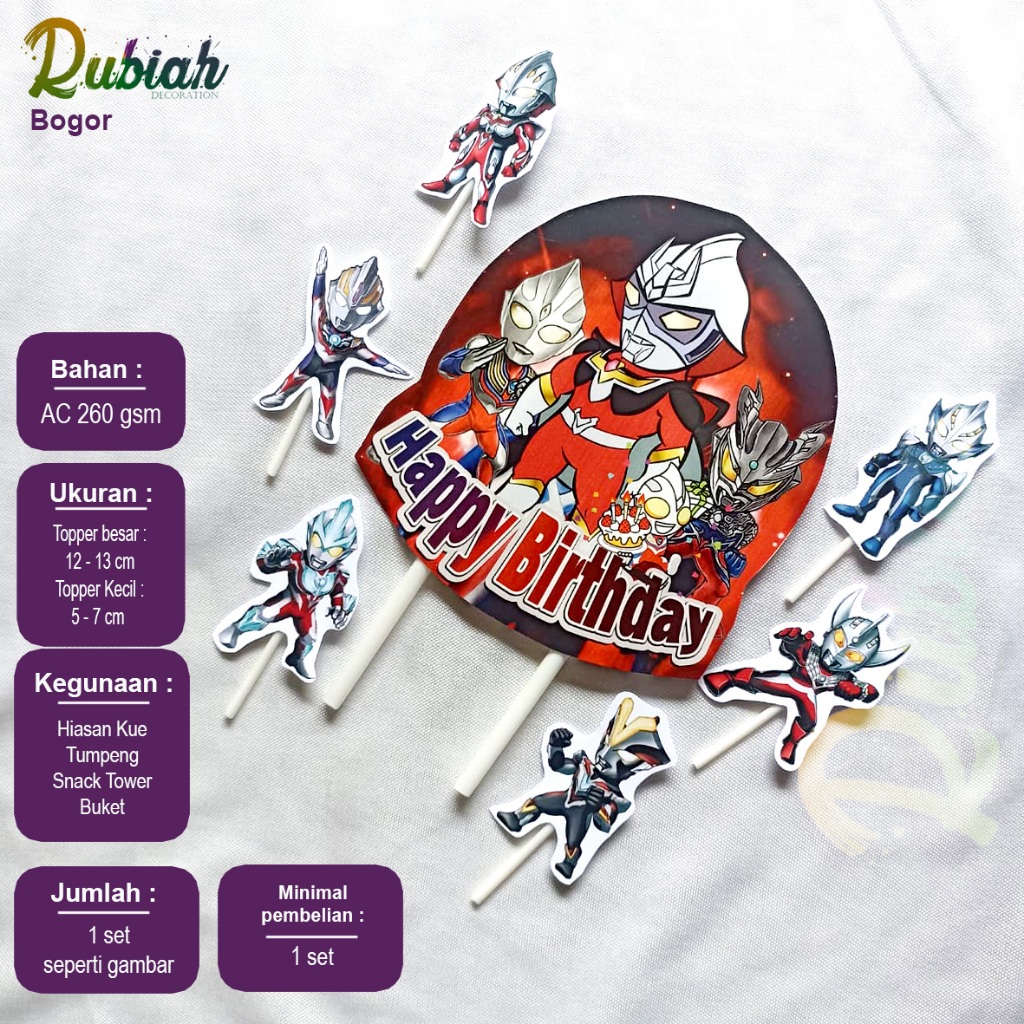 Topper cake Banner set Ultramen  / Hiasan Kue Karakter Ulang tahun Tumpeng snack tower