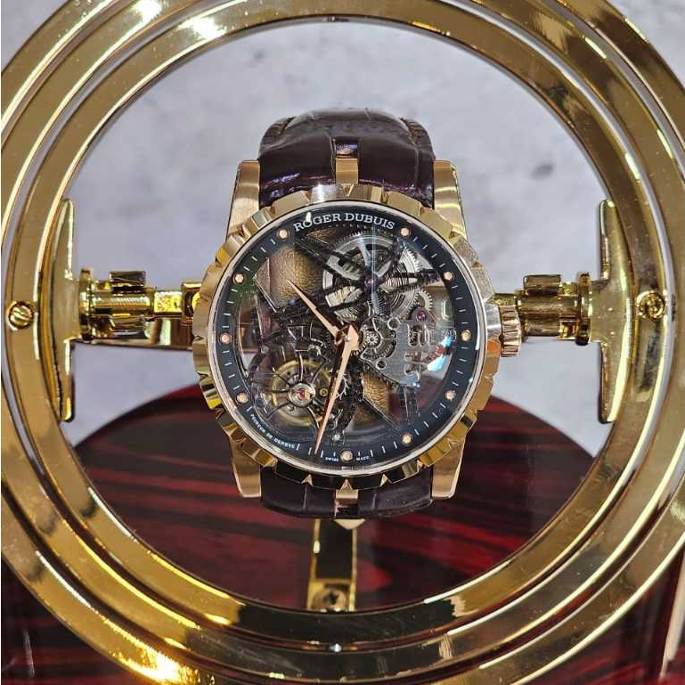 Jam Tangan Luxury Roger Dubuis Excalibur 42mm Taourbillon Squelette Swiss Automatic Bronze Dial Blac