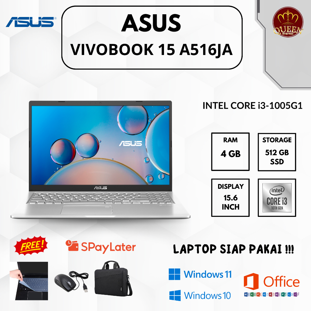 ASUS A516JA | INTEL CORE i3-1005G1 | 4GB RAM | SSD 512GB | 15.6 INCH