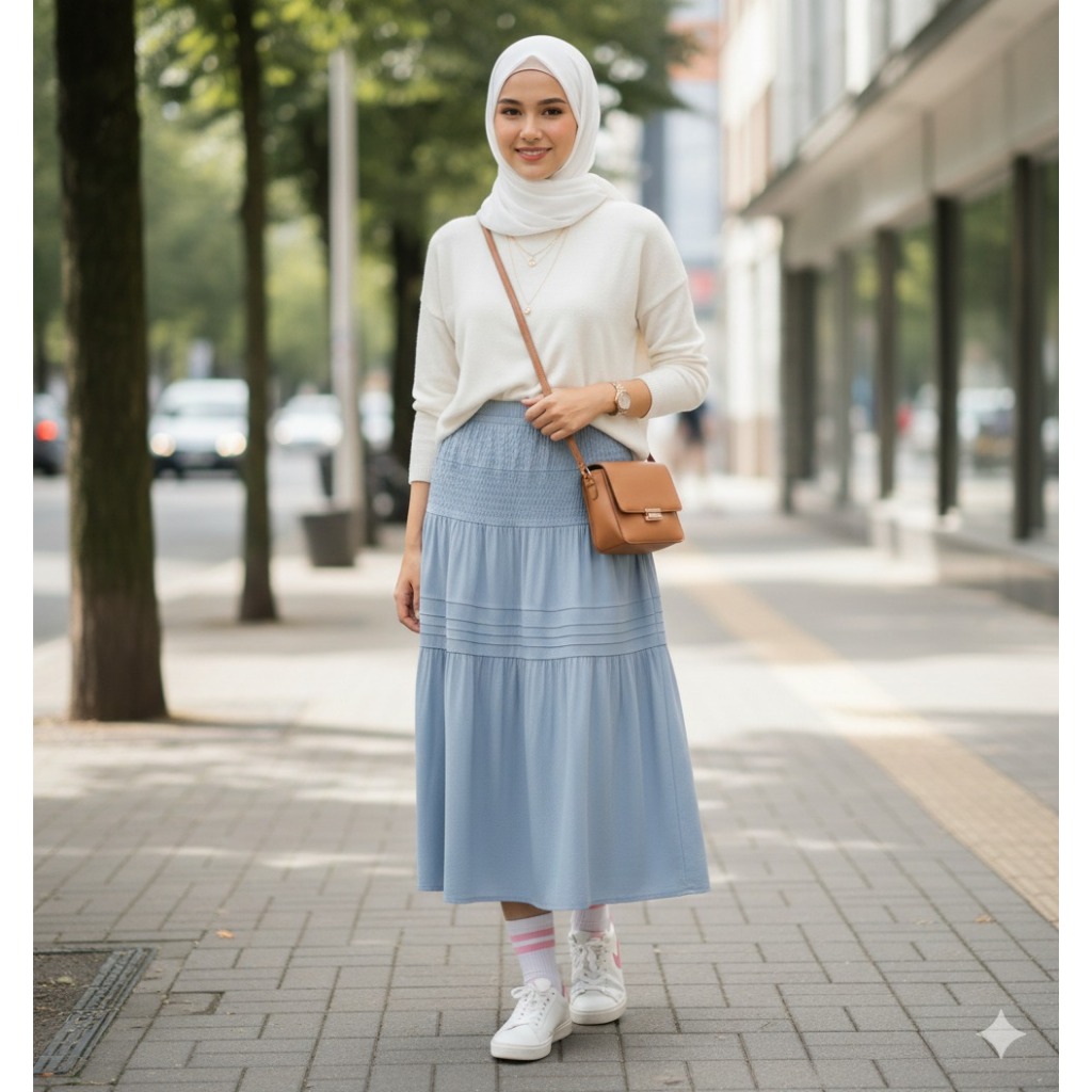 Rok Korean Style Remaja LN ROK RENDA 9911 LP 60-100 cm Panjang 81cm Bahan Pollycotton Rok Mayung Pan
