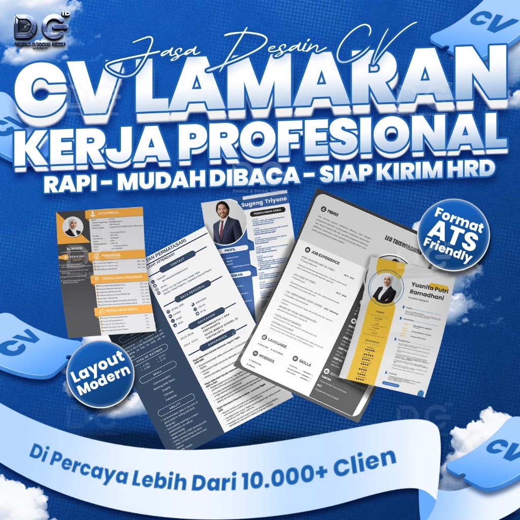 Jasa Desain CV Resume Profesional | ATS Friendly | Siap Lamar Kerja | DC Id