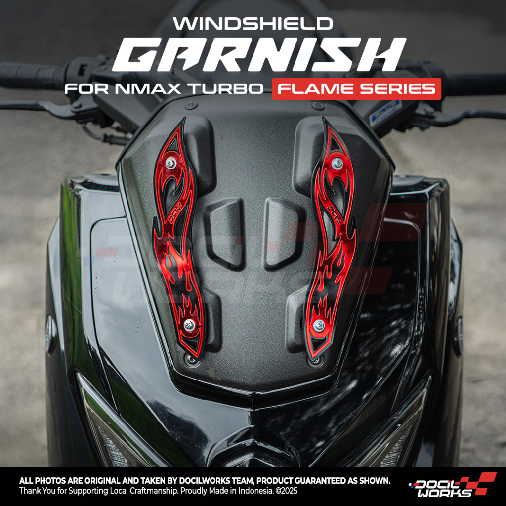 Docilworks - Garnish Bracket Mirror FLAME SERIES untuk windshield visor Nmax New Nmax Old Nmax Turbo