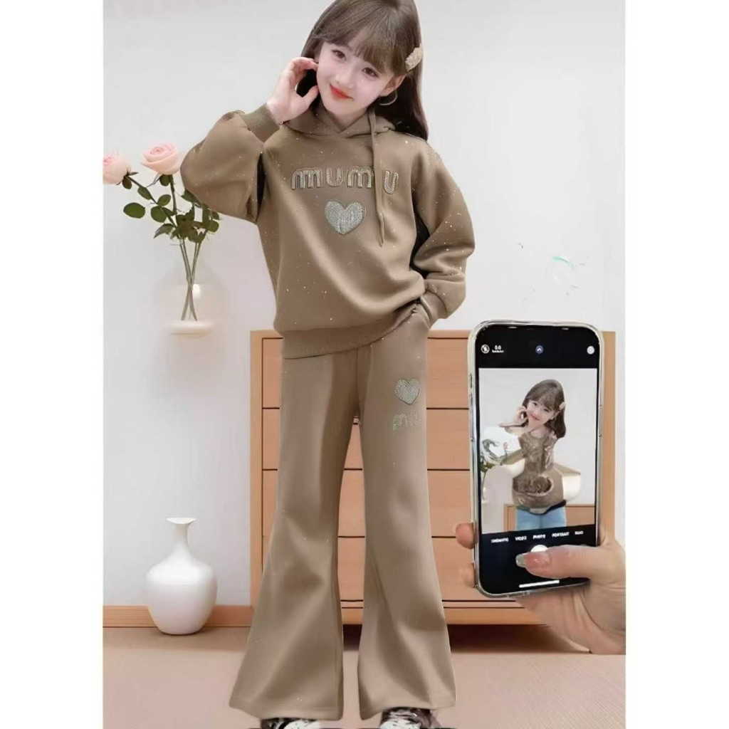 Setelan hoodie premium motif miu blink celana cutbray