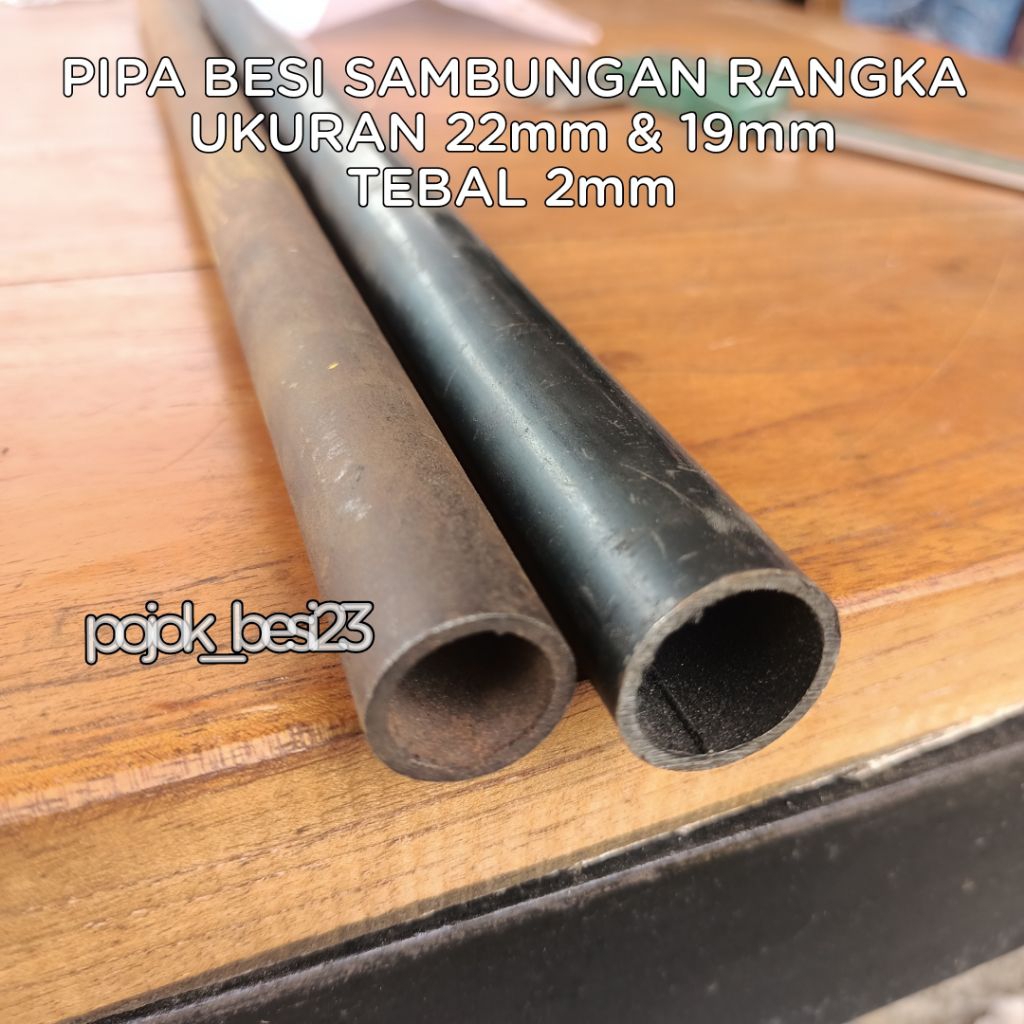 PIPA BESI SAMBUNGAN RANGKA OD22 OD19 BAHAN RANGKA PANJANG 50CM