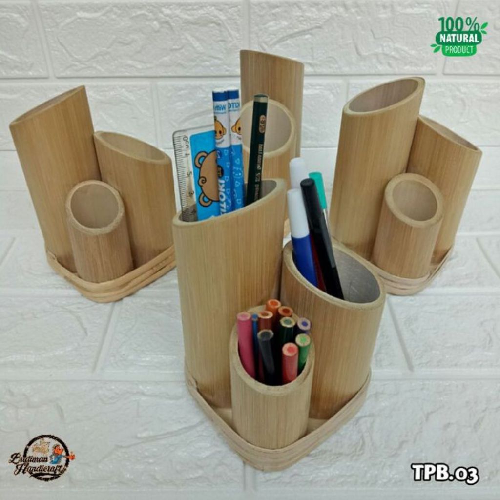 tempat pensil aestetik/tempat pensil dari bambu/ tempat pensil unik